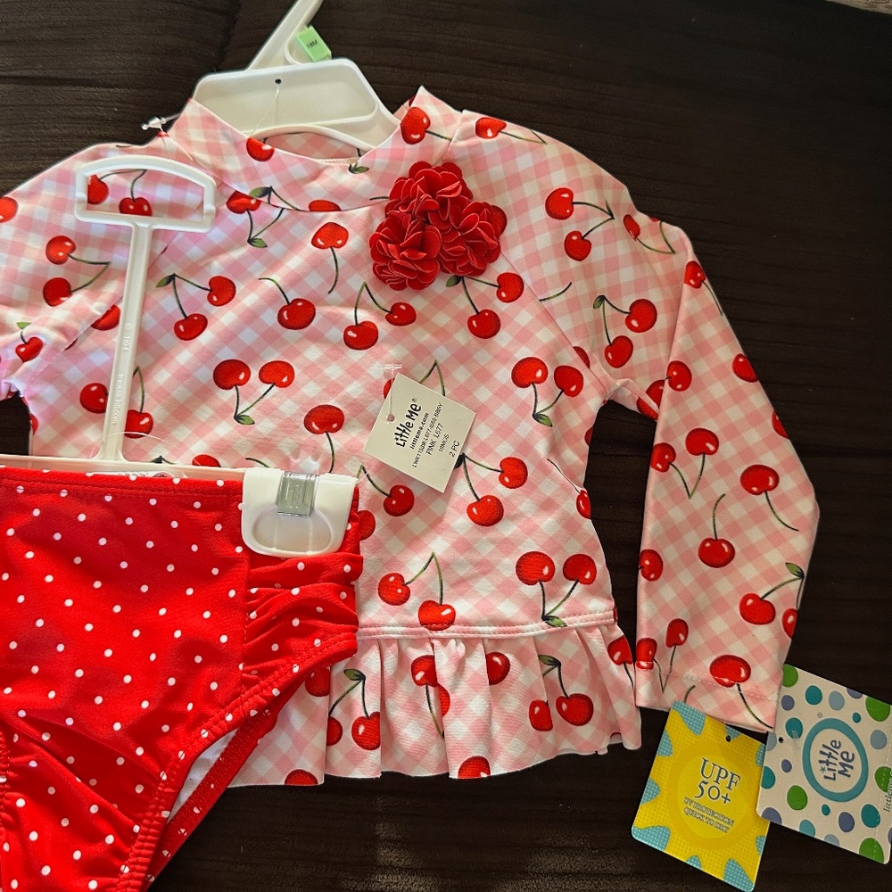 Baby girl 2 piece cherry bathing suit